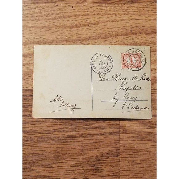 RPPC Pretty Young Dutch Wavy Hair Lady Off Shoulder Dress 1910 Postmark 1c Stamp - Picture 5 of 8